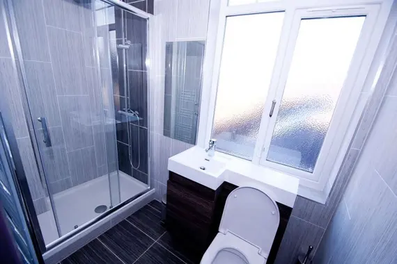 A modern, clean shower room