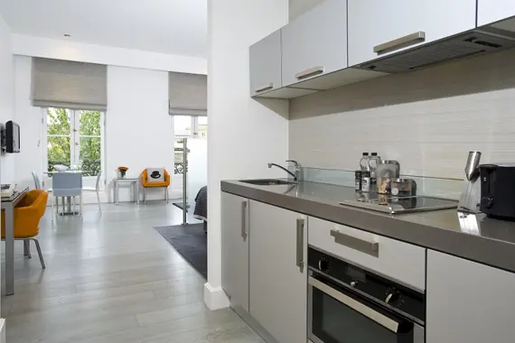 A spacious studio apartment