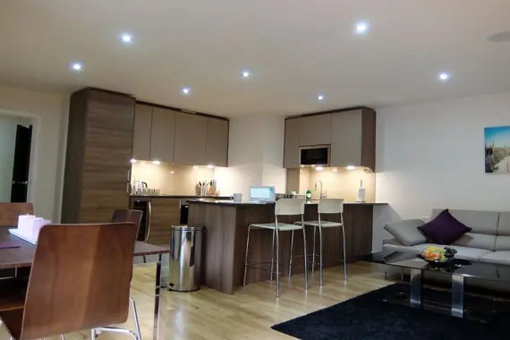 The spacious, open-plan kitchen and living space