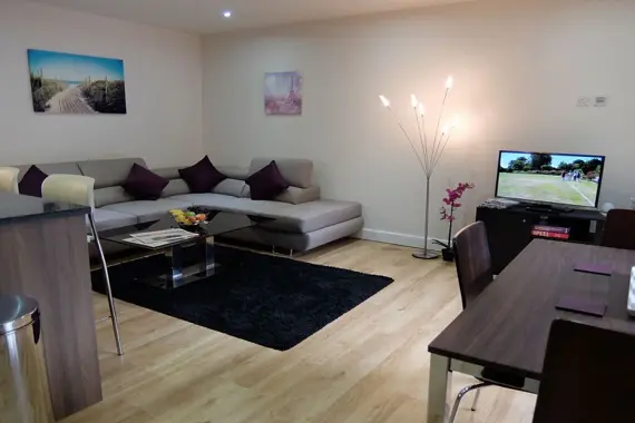 The living space is comfortable - perfect for relaxing in!