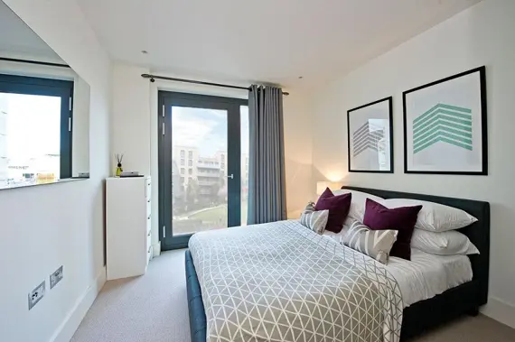 A stunning bedroom with great views