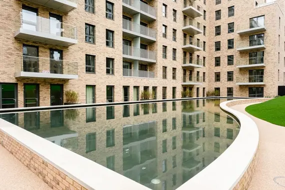 The relaxing, calm gardens at Wembley Apartments