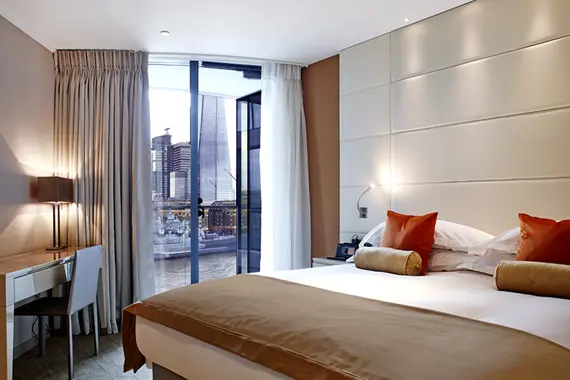 A bright, stylish double bedroom