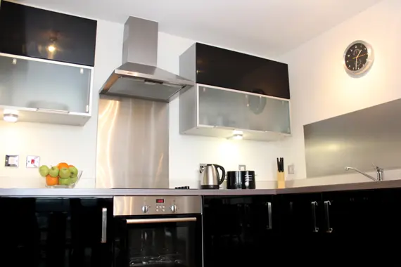 A modern kitchen at one of the Vizion apartments