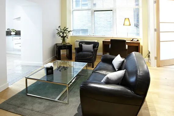 Lounge area in a one bedroom apartment