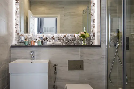 Beautifully tiled shower room in Marylebone