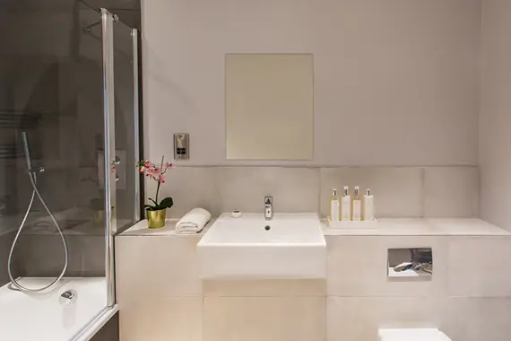 A luxury bathroom with lovely toiletries provided