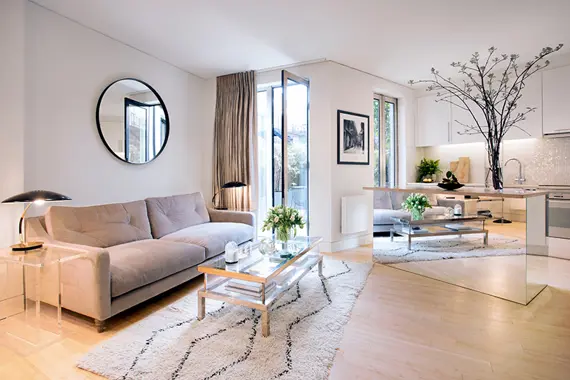 A gorgeous, modern living space in the Bartlett Suite