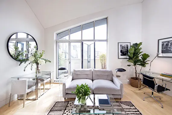 The relaxing living space in the Mezzanine Loft