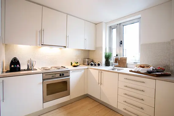A sleek kitchen in the Two Bedroom Suite