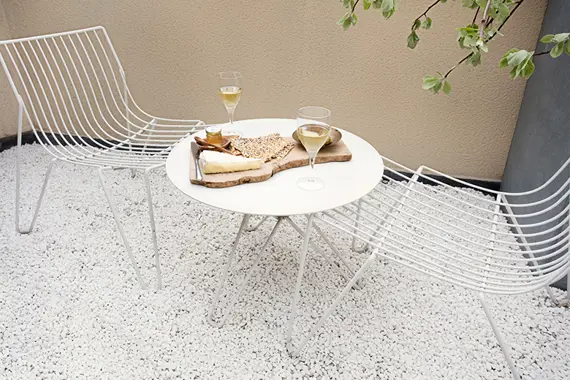 The stunning dining terrace in a two bedroom apartment