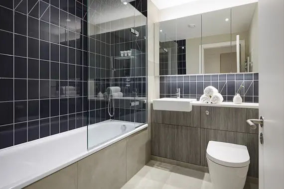 A polished and sleep tiled bathroom