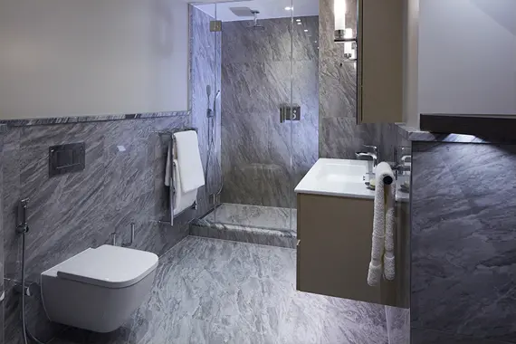 A polished and spacious shower room