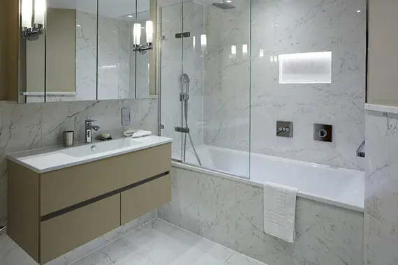 Shower over baths also available in the Two Bedroom Apartments