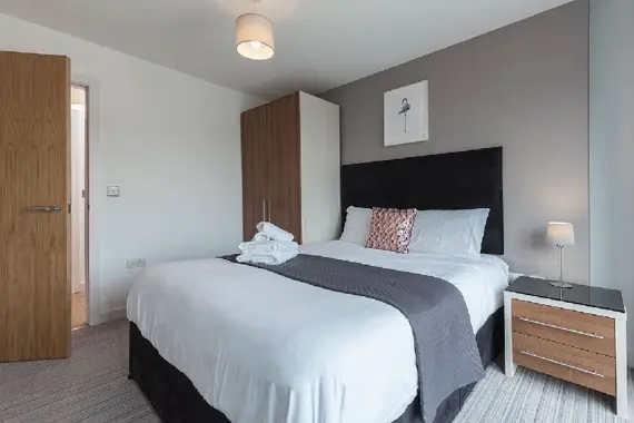 One of the trendy and modern bedrooms available at Waterloo Court
