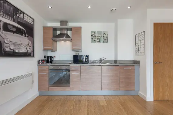 A spacious and bright fully equipped kitchen
