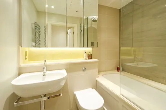 A clean, modern bathroom