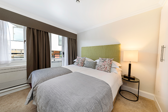 Twin beds are also available at Cheval Knightsbridge