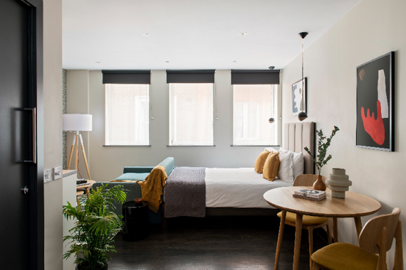 A spacious studio apartment