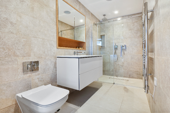 A spacious shower room