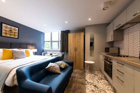 A studio apartment at The Spires Cardiff