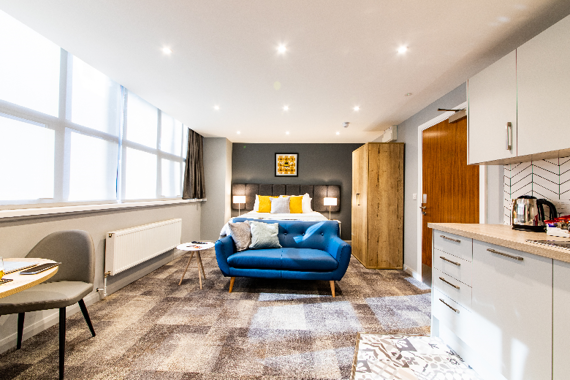 A spacious and bright studio apartment