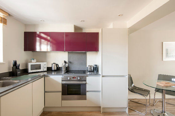 A bright, well equipped kitchen