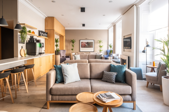 A trendy and welcoming lounge area for all guests