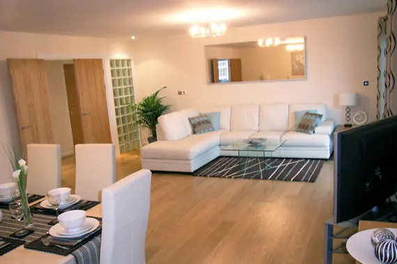 A bright, spacious lounge and dining area