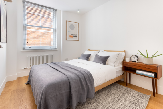 A typical trendy and modern bedroom