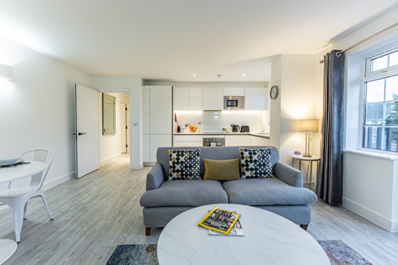 Comfortable and bright living and kitchen area