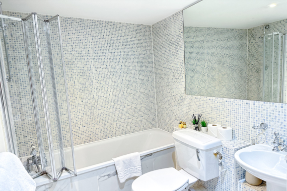 Refresh in the clean and shiny bathroom