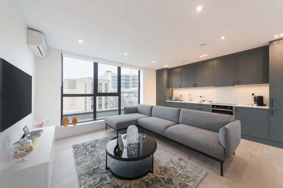 A spacious, smart living and kitchen area