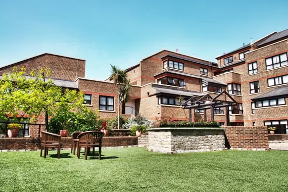 The spacious and relaxing exterior gardens to Monarch House