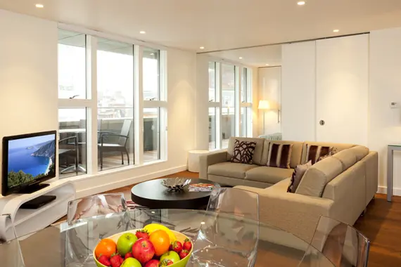 A modern and trendy lounge area