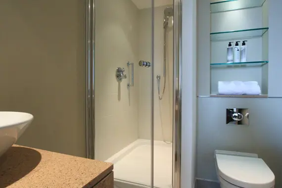 A typical shower room at Staybridge Stratford East