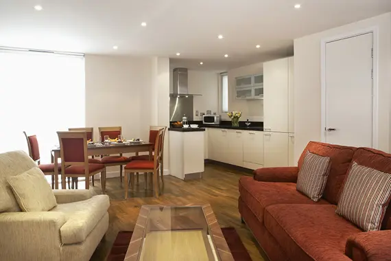 A bright, spacious open-plan living area