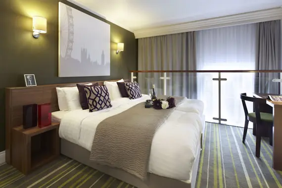 A bright, stylish bedroom