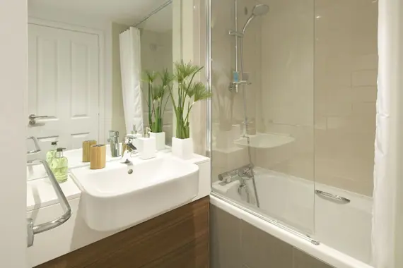 A clean, modern bathroom