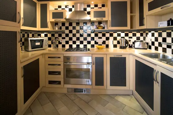 A funky, monochrome kitchen
