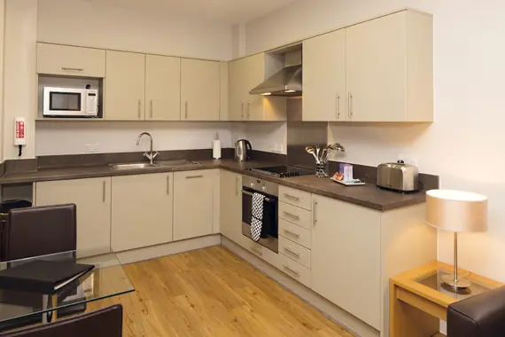 A sleek, fully equipped kitchen