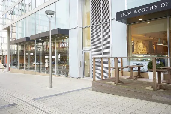 The entrance to The Hub Apartments