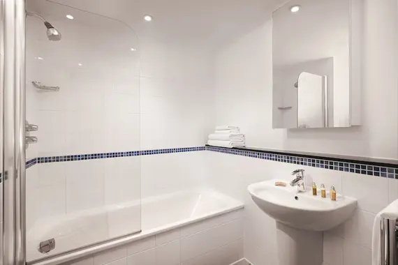 A clean, modern bathroom