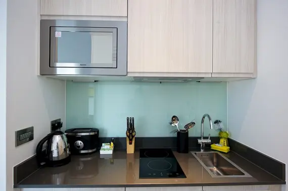 A small but sophisticated kitchenette