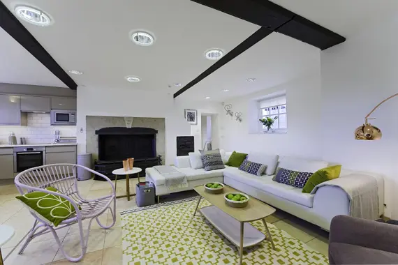 A comfortable living area in the Lower Garden Suite