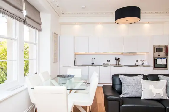 An open-plan kitchen, living and dining area