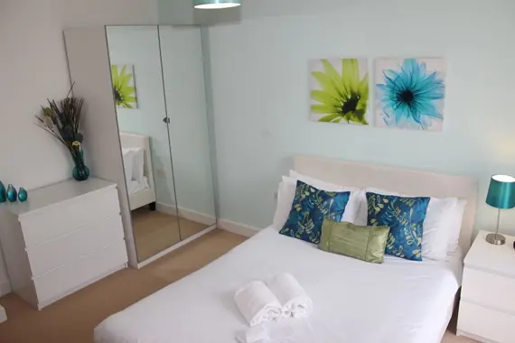 A bright, modern bedroom