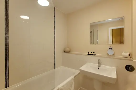 A modern, clean bathroom