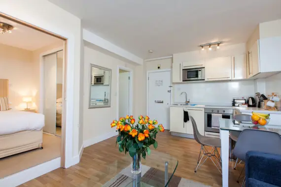 A light, well equipped standard studio apartment