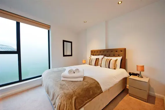 One of the comfortable, spacious bedrooms